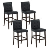 Set of 4 PVC Dining Leather Bar Stools with Solid Wood Legs-29/Legs-24 inch/icnh