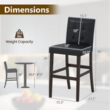 Set of 4 PVC Dining Leather Bar Stools with Solid Wood Legs-29/Legs-24 inch/icnh