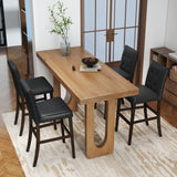 Set of 4 PVC Dining Leather Bar Stools with Solid Wood Legs-29/Legs-24 inch/icnh