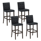 Set of 4 PVC Dining Leather Bar Stools with Solid Wood Legs-29/Legs-24 inch/icnh