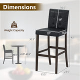 Set of 4 PVC Dining Leather Bar Stools with Solid Wood Legs-29/Legs-24 inch/icnh