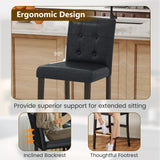 Set of 4 PVC Dining Leather Bar Stools with Solid Wood Legs-29/Legs-24 inch/icnh