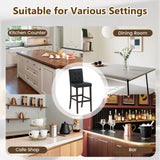 Set of 4 PVC Dining Leather Bar Stools with Solid Wood Legs-29/Legs-24 inch/icnh