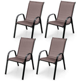 4 Pieces Stackable Patio Dining Chairs Set with Armrest