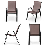 4 Pieces Stackable Patio Dining Chairs Set with Armrest