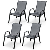 4 Pieces Stackable Patio Dining Chairs Set with Armrest