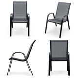 4 Pieces Stackable Patio Dining Chairs Set with Armrest