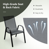 4 Pieces Stackable Patio Dining Chairs Set with Armrest