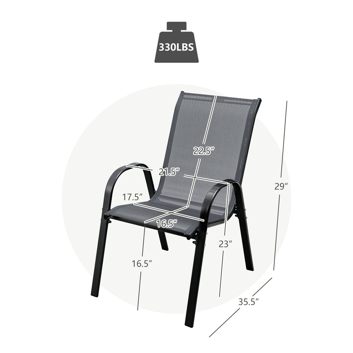 4 Pieces Stackable Patio Dining Chairs Set with Armrest