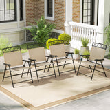 Set of 4 Patio Folding Chairs Set Dining Chairs with Armrests