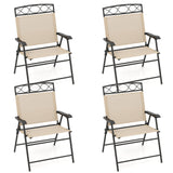 Set of 4 Patio Folding Chairs Set Dining Chairs with Armrests