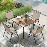 Set of 4 Patio Folding Chairs Set Dining Chairs with Armrests