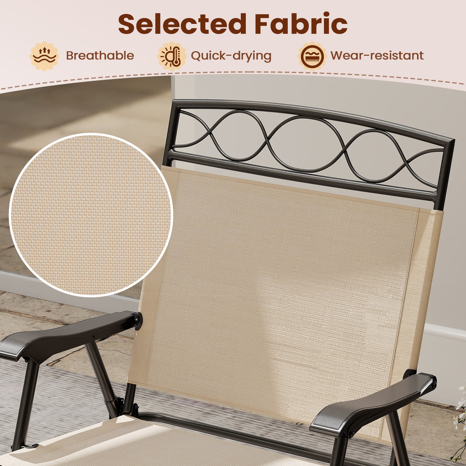 Set of 4 Patio Folding Chairs Set Dining Chairs with Armrests