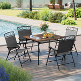 Set of 4 Patio Folding Chairs Set Dining Chairs with Armrests