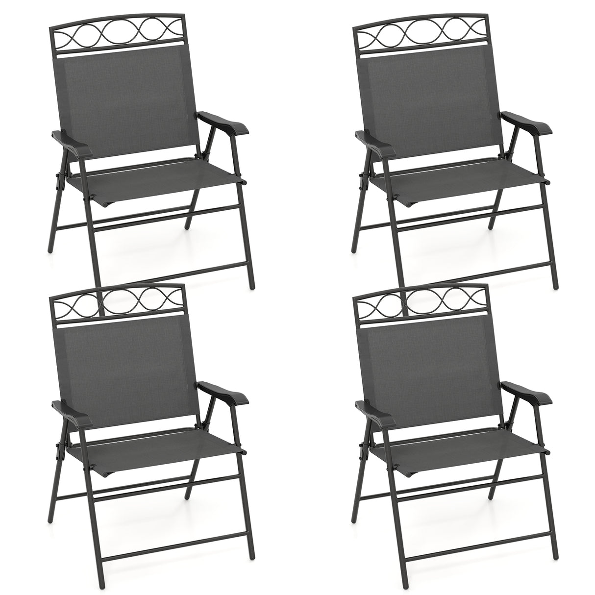 Set of 4 Patio Folding Chairs Set Dining Chairs with Armrests
