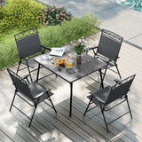 Set of 4 Patio Folding Chairs Set Dining Chairs with Armrests