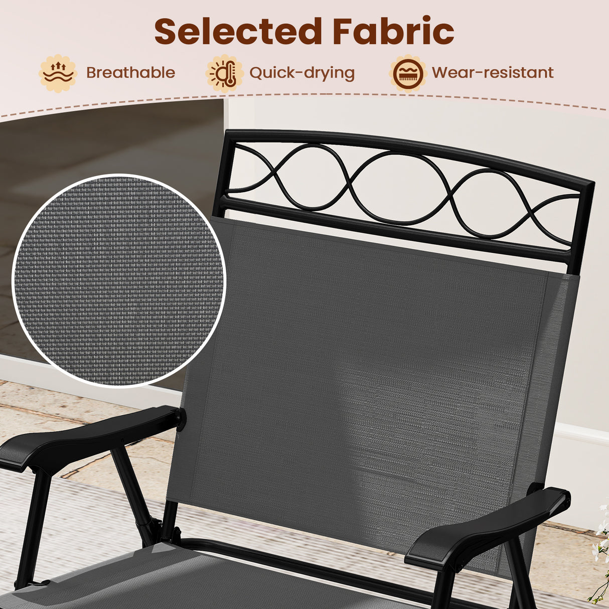 Set of 4 Patio Folding Chairs Set Dining Chairs with Armrests