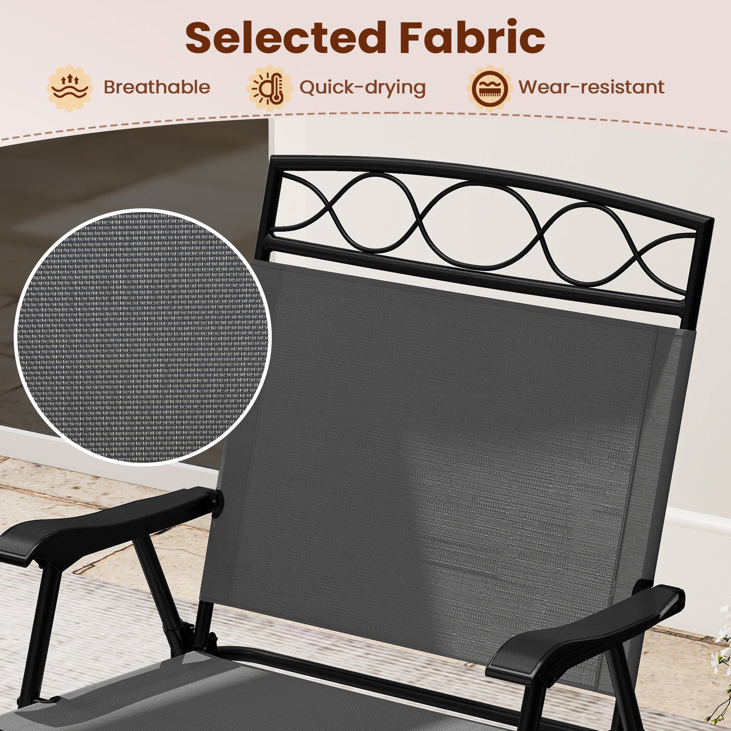 Set of 4 Patio Folding Chairs Set Dining Chairs with Armrests