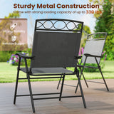 Set of 4 Patio Folding Chairs Set Dining Chairs with Armrests