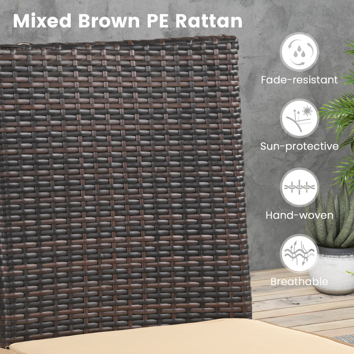 Set of 4 Patio Rattan Wicker Dining Chairs Set with Soft Cushions