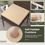 Set of 4 Patio Rattan Wicker Dining Chairs Set with Soft Cushions