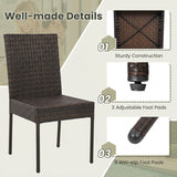 Set of 4 Patio Rattan Wicker Dining Chairs Set with Soft Cushions