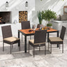 Set of 4 Patio Rattan Wicker Dining Chairs Set with Soft Cushions