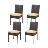 Set of 4 Patio Rattan Wicker Dining Chairs Set with Soft Cushions