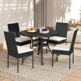 Set of 4 Patio Rattan Wicker Dining Chairs Set with Soft Cushions