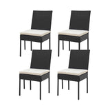 Set of 4 Patio Rattan Wicker Dining Chairs Set with Soft Cushions