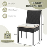 Set of 4 Patio Rattan Wicker Dining Chairs Set with Soft Cushions
