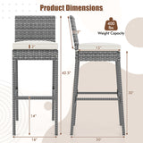 Set of 2/4 Patio Wicker Barstools with Soft Seat Cushion and Cozy Footrest