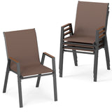 Set of 4 Stackable Patio Chairs with High Backs for Backyard 400 LBS