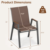 Set of 4 Stackable Patio Chairs with High Backs for Backyard 400 LBS