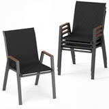 Set of 4 Stackable Patio Chairs with High Backs for Backyard 400 LBS