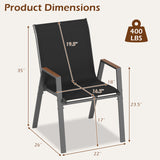 Set of 4 Stackable Patio Chairs with High Backs for Backyard 400 LBS