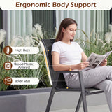 Set of 4 Stackable Patio Chairs with High Backs for Backyard 400 LBS