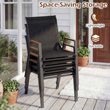 Set of 4 Stackable Patio Chairs with High Backs for Backyard 400 LBS
