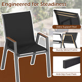 Set of 4 Stackable Patio Chairs with High Backs for Backyard 400 LBS