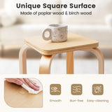 Set of 4 Colorful Square Stools with Anti-slip Felt Mats