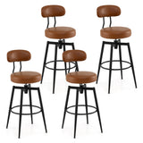 Set of 4 Swivel Barstools Faux Leather with Upholstered Seat and Back
