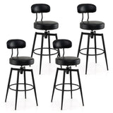 Set of 4 Swivel Barstools Faux Leather with Upholstered Seat and Back
