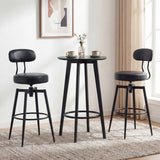 Set of 4 Swivel Barstools Faux Leather with Upholstered Seat and Back