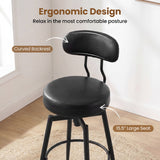 Set of 4 Swivel Barstools Faux Leather with Upholstered Seat and Back