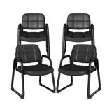 Set of 4 Upholstered Waiting Room Chair with Armrest and Ergonomic Backrest-Black