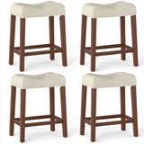 Set of 4 Upholstered Counter Height Bar Stool with Curved Saddle-Seat