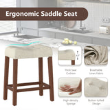 Set of 4 Upholstered Counter Height Bar Stool with Curved Saddle-Seat