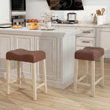 Set of 4 Upholstered Counter Height Bar Stool with Curved Saddle-Seat
