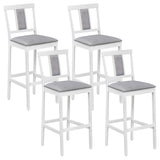 Set of 4 Upholstered Barstool 29.5 Inch Bar Height with Solid Rubber Wood Frame