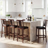 Set of 4 Upholstered Barstool 29.5 Inch Bar Height with Solid Rubber Wood Frame